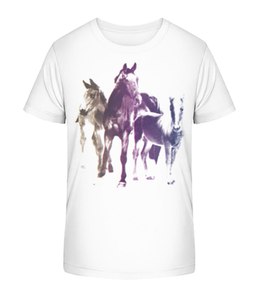 Polaroid Pferde - Kinder Bio T-Shirt Stanley Stella - Weiß - Vorne