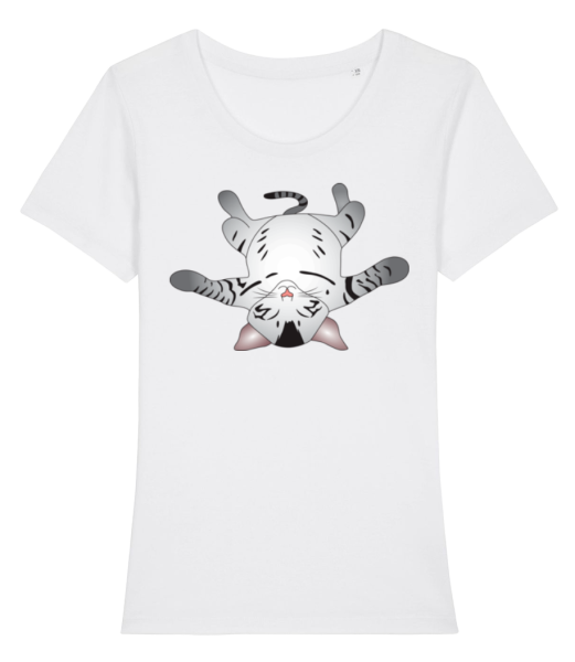 Faule Katze - Frauen Bio T-Shirt Stanley Stella - Weiß - Vorne