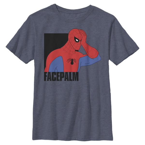 Marvel - Spider-Man - Spider-Man Facepalm - Kinder T-Shirt - Marine meliert - Vorne