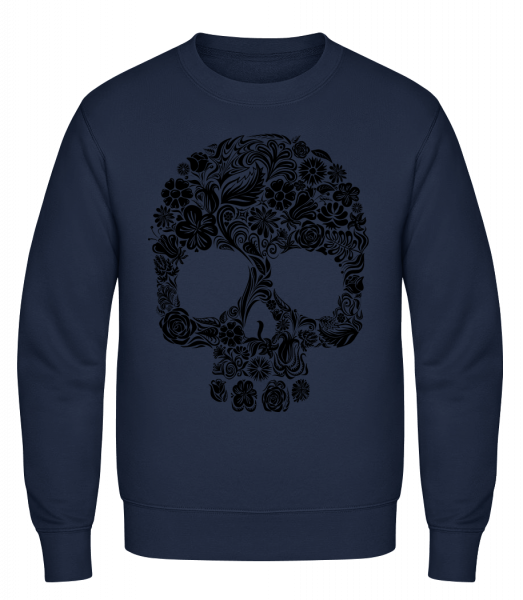 Flower Skull - Classic Set-In Sweatshirt - Navy - Vorn