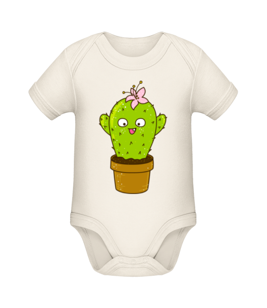 Lustiger Kaktus - Baby Bio Strampler - Creme - Vorne