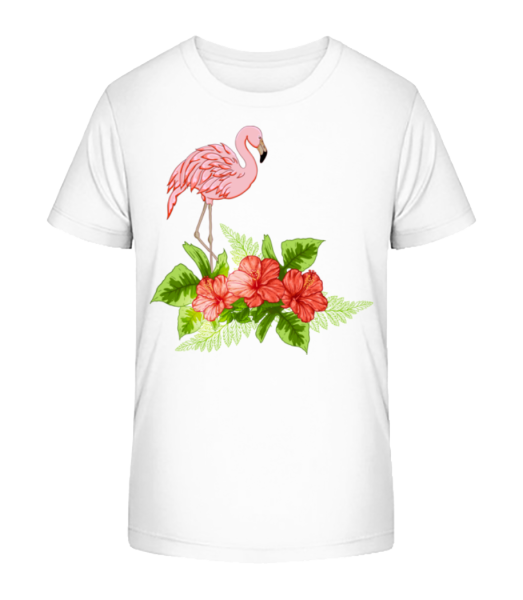Flamingo In Paradise - Kinder Bio T-Shirt Stanley Stella - Weiß - Vorne