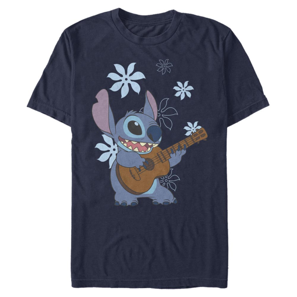 Disney Classics - Lilo & Stitch - Stitch Flowers - Men's T-Shirt - Navy - Front