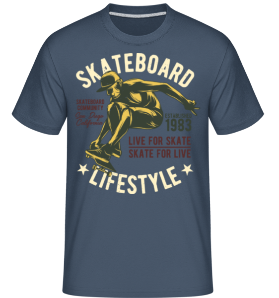 Skateboard Lifestyle - Shirtinator Männer T-Shirt - Denim - Vorne