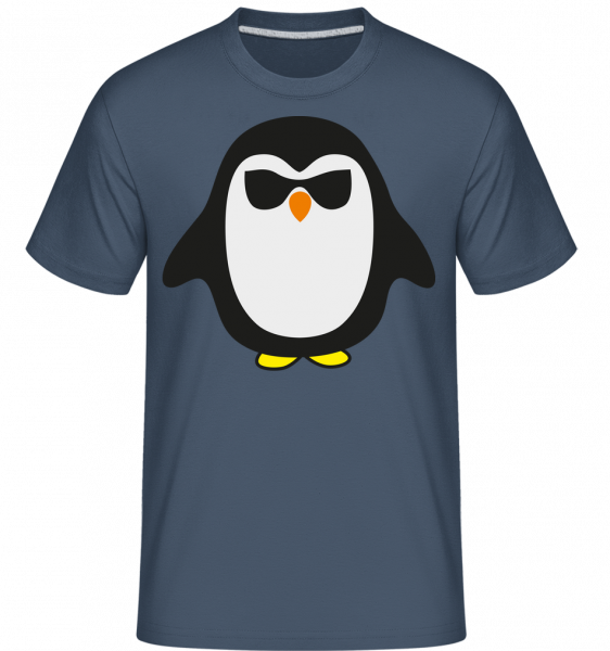 Cooler Pinguin Schwarze Brille - Shirtinator Männer T-Shirt - Denim - Vorn