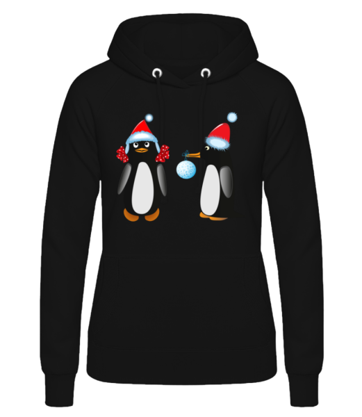 Penguin At Christmas 3 - Women's Hoodie - Black - Front