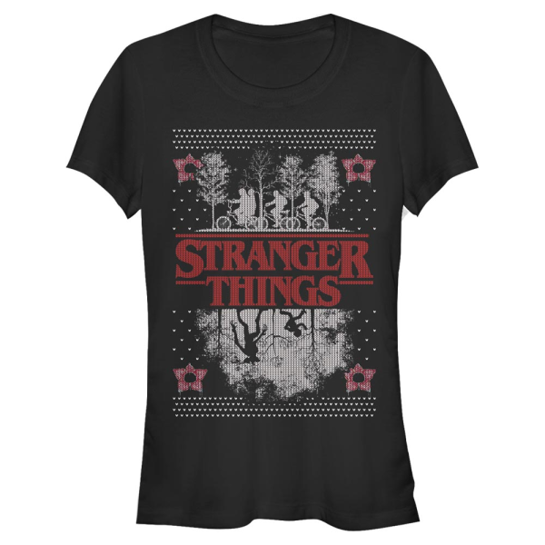 Netflix - Stranger Things - Skupina UpsideDown Ugly Sweater - Weihnachten - Frauen T-Shirt - Schwarz - Vorne