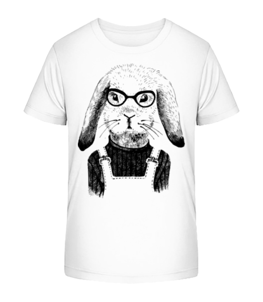 Hipster Hase - Kinder Bio T-Shirt Stanley Stella - Weiß - Vorne