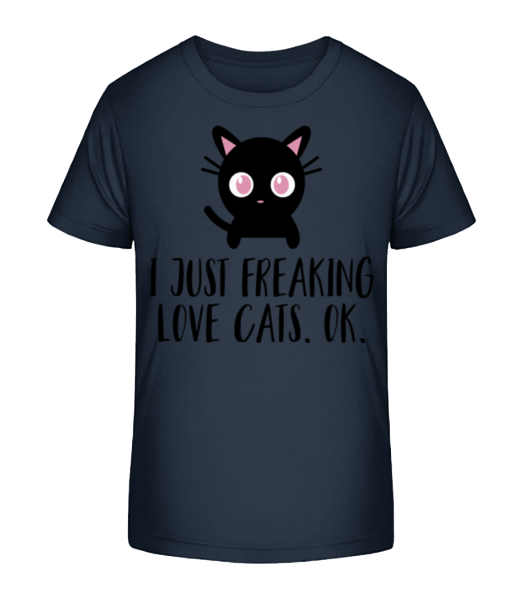 I Just Freaking Love Cats - Kid's Bio T-Shirt Stanley Stella - Navy - Front