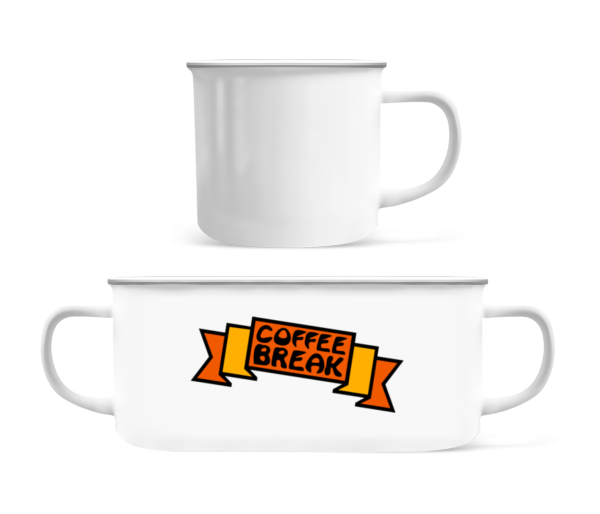Coffee Break Logo - Emaille-Tasse - Weiß - Vorne