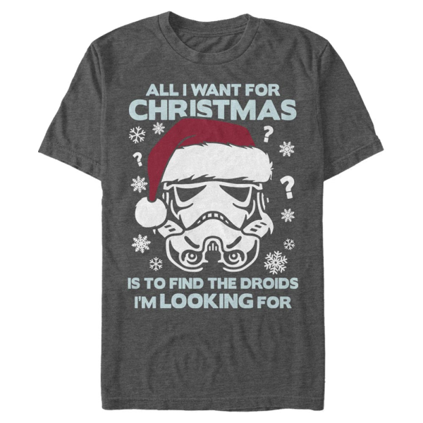 Star Wars - Stormtrooper Still Looking for Droids Christmas - Weihnachten - Männer T-Shirt - Anthrazit meliert - Vorne