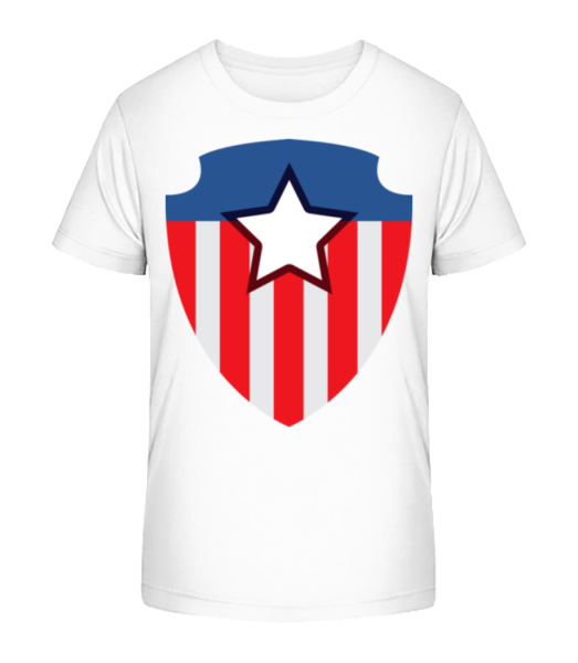 Superhero Emblem - Kid's Bio T-Shirt Stanley Stella - White - Front