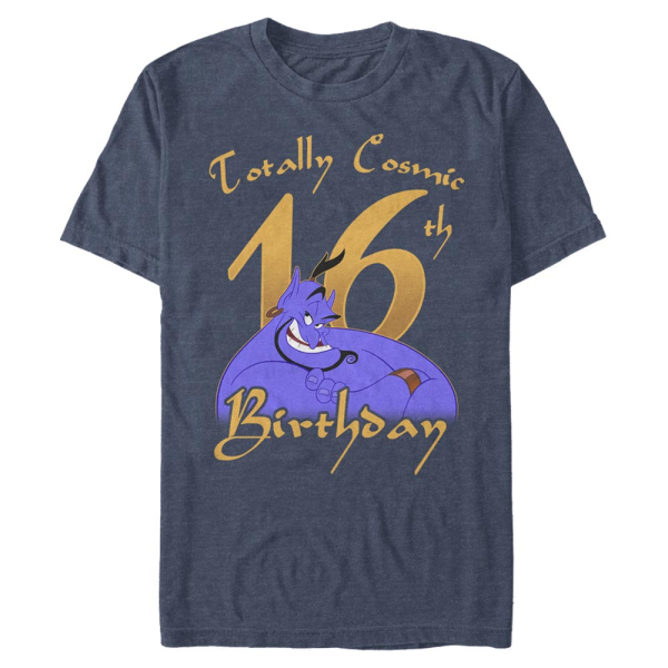 Disney - Aladdin - Genie Birthday 16 - Männer T-Shirt - Marine meliert - Vorne