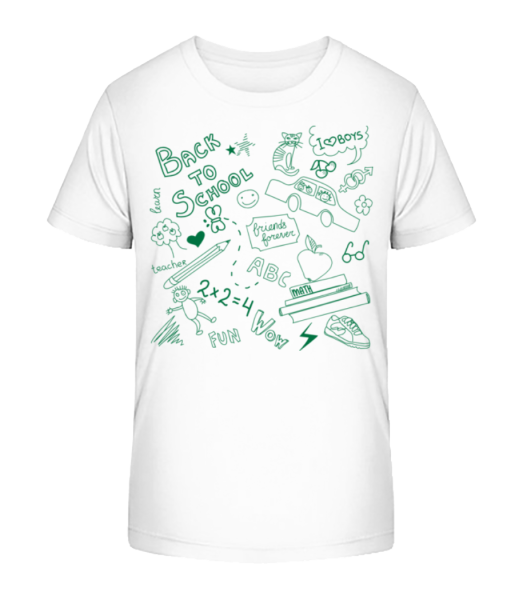 Back To School Symbols - Kid's Bio T-Shirt Stanley Stella - White - Front