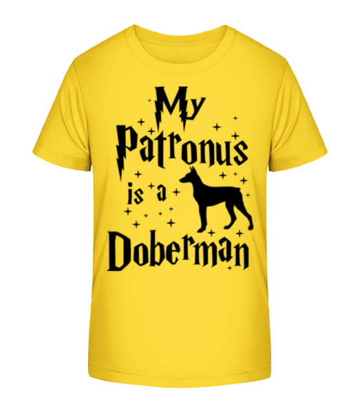 My Patronus Is A Doberman - Kinder Bio T-Shirt Stanley Stella - Gelb - Vorne