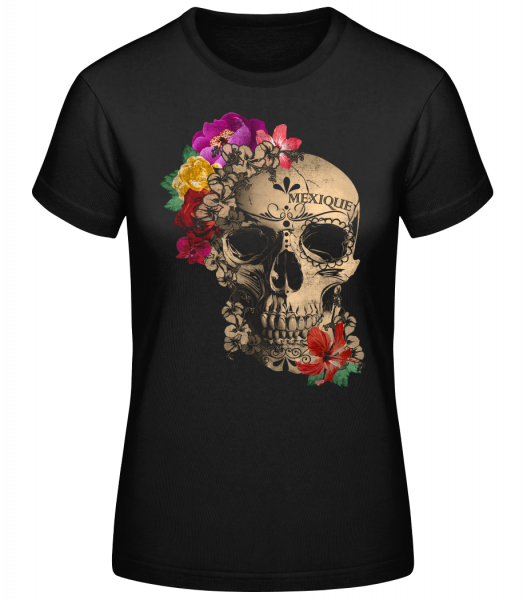 Schädel Mexiko - Frauen Basic T-Shirt - Schwarz - Vorn