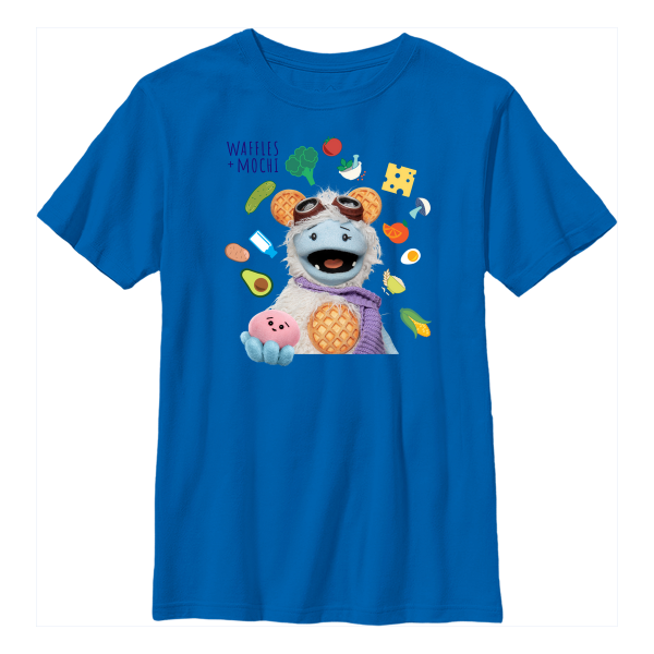 Netflix - Waffles + Mochi - Waffles & Mochi Flying Foods - Kids T-Shirt - Royal blue - Front