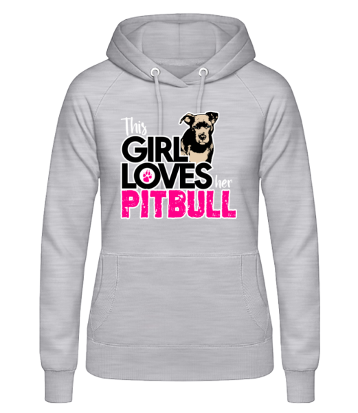 Girl Loves Pitbull - Frauen Hoodie - Grau meliert - Vorne
