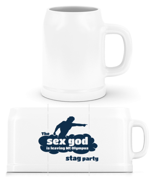 Stag Party Sex God - Beer Mug - White - Front