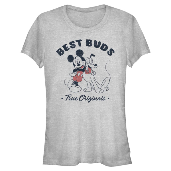 Disney Classics - Micky Maus - Mickey & Pluto Vintage Buds - Frauen T-Shirt - Grau meliert - Vorne