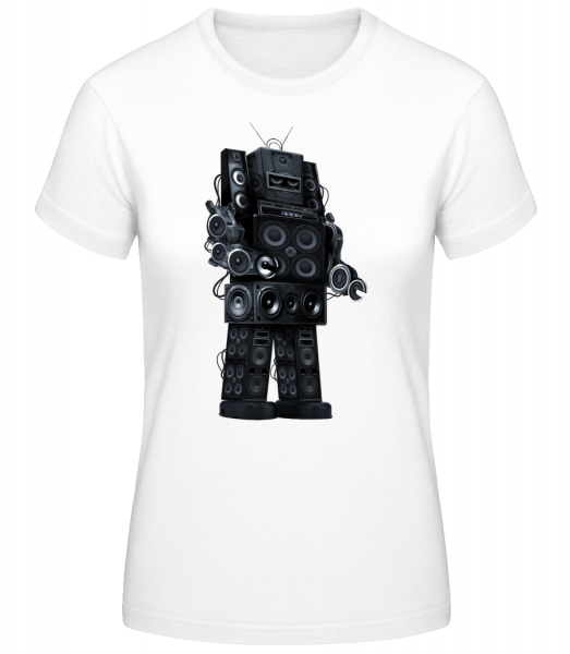 Ghetto Blaster Robot - Women's Basic T-Shirt - White - Front