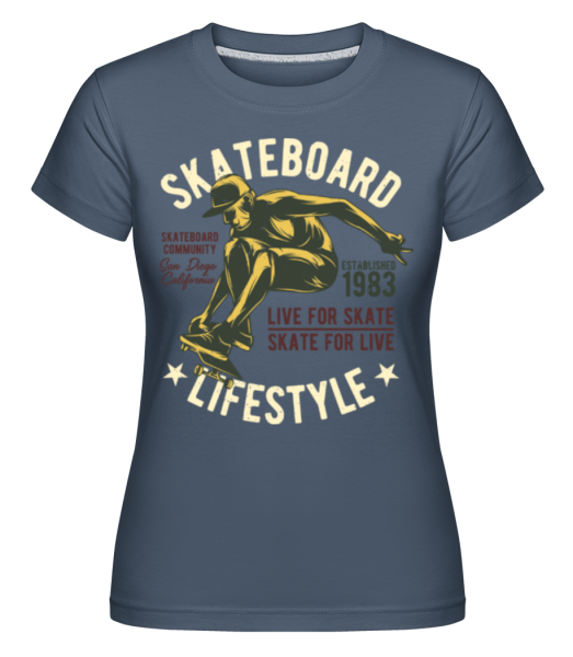Skateboard Lifestyle - Shirtinator Frauen T-Shirt - Denim - Vorne