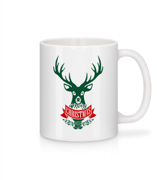 Merry Christmas Deer Label - Tasse - Weiß - Vorn