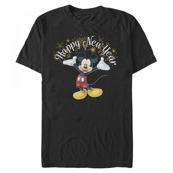 Disney Classics - Micky Maus - Mickey Mouse Mickey Happy New Year - Neujahr - Männer T-Shirt - Schwarz - Vorne