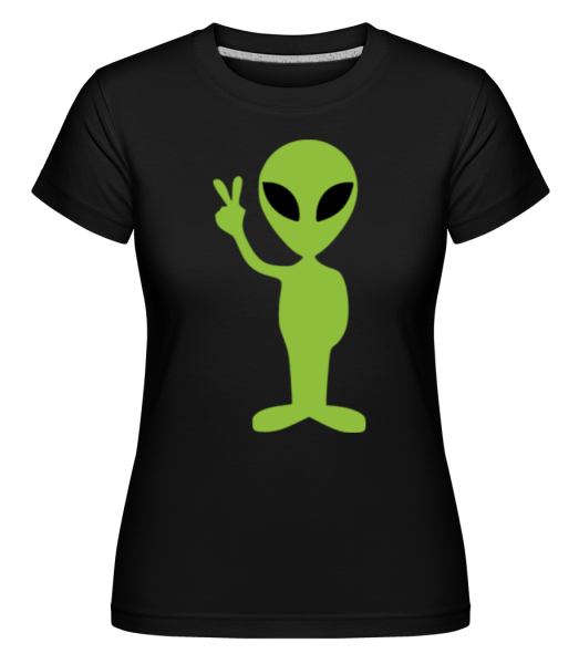 Alien Peace Zeichen - Shirtinator Frauen T-Shirt - Schwarz - Vorne