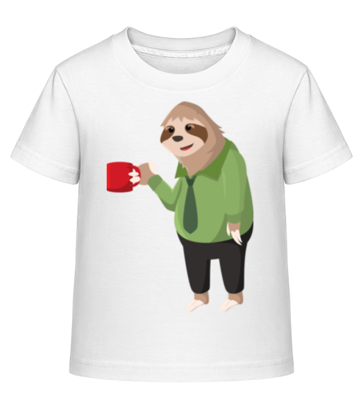 Faultier trinkt Kaffee - Kinder Shirtinator T-Shirt - Weiß - Vorne