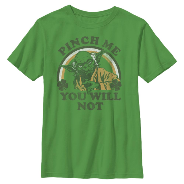 Star Wars - Yoda Will Not Pinch - St. Patrick's Day - Kinder T-Shirt - Irischgrün - Vorne
