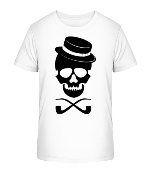 Skull With Hat - Kid's Bio T-Shirt Stanley Stella - White - Front