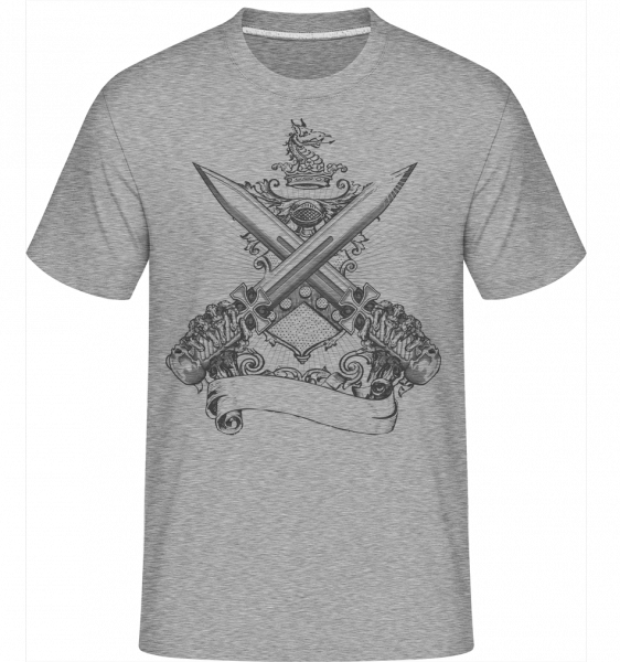 Kreuz Schwerter - Shirtinator Männer T-Shirt - Grau meliert - Vorn