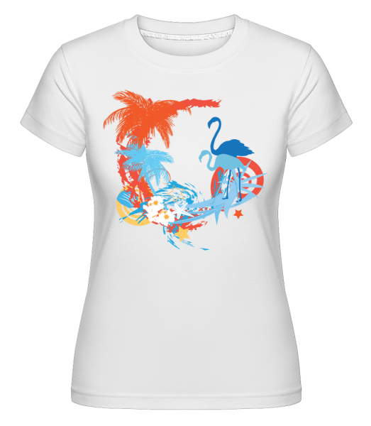 Flamingos In Paradise Blue/Orang - Shirtinator Frauen T-Shirt - Weiß - Vorn