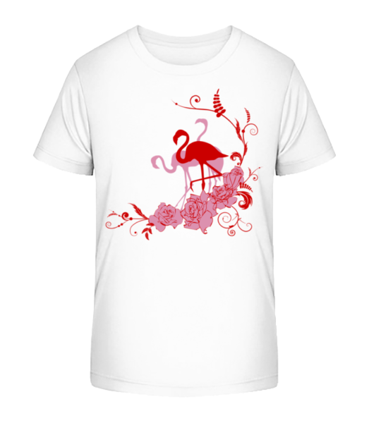 Flamingos Flowers - Kid's Bio T-Shirt Stanley Stella - White - Front