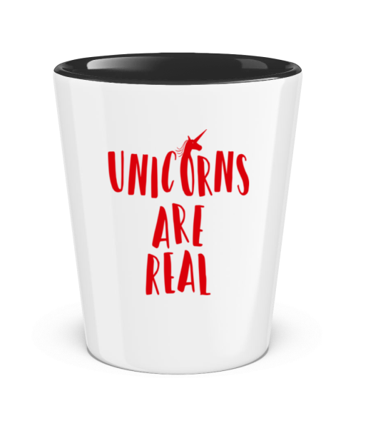 Unicorns Are Real - Schnapsglas zweifarbig - Weiß / Schwarz - Vorne