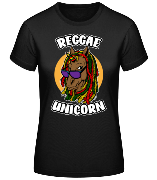Reggae Unicorn - Women's Basic T-Shirt - Black - Front