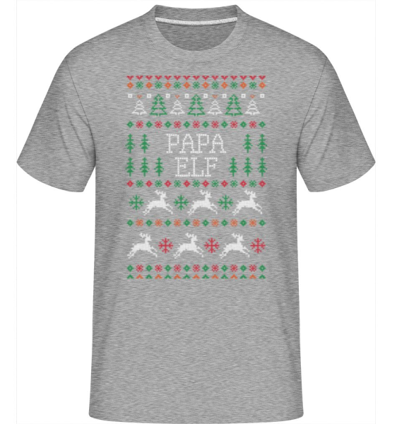 Papa Elf - Shirtinator Männer T-Shirt - Grau meliert - Vorne