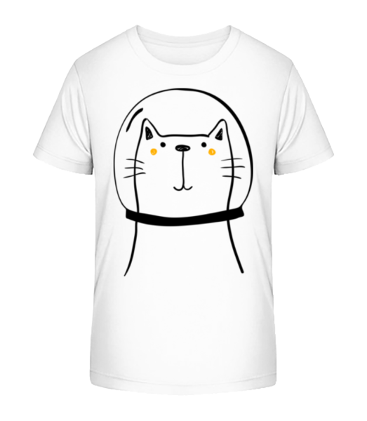 Space Katze - Kinder Bio T-Shirt Stanley Stella - Weiß - Vorne