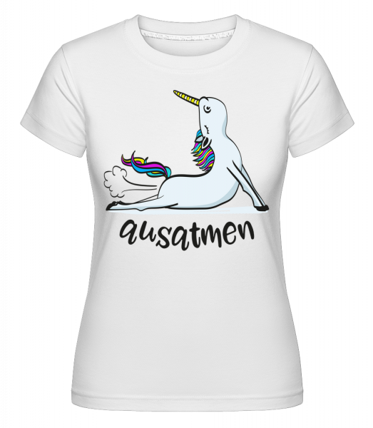 Yoga Einhorn Ausatmen - Shirtinator Frauen T-Shirt - Weiß - Vorn