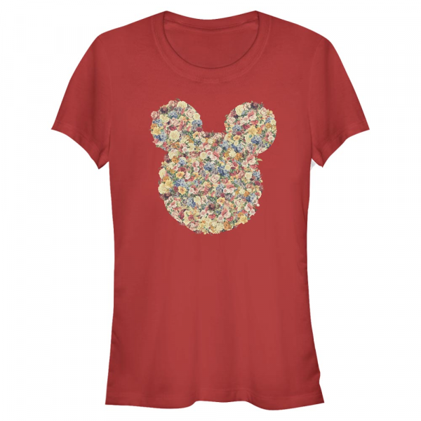 Disney - Mickey Mouse - Mickey Floral Head - Women's T-Shirt - Red - Front