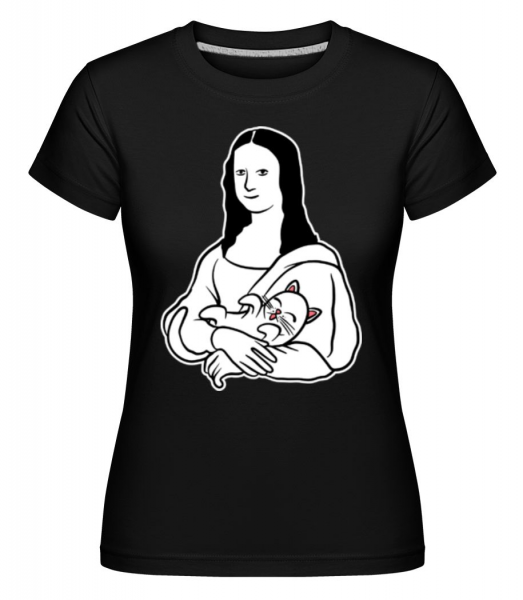 Mona Lisa Cat -  Shirtinator Women's T-Shirt - Black - Front