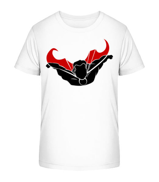 Superhero Flying - Kid's Bio T-Shirt Stanley Stella - White - Front