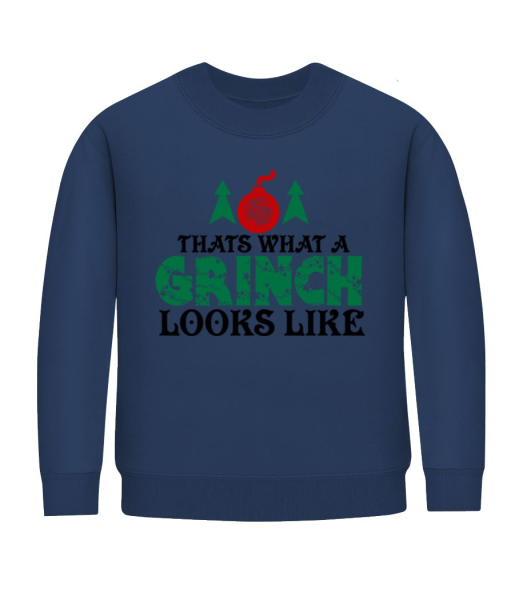 What A Grinch Looks Like - Kid's Sweatshirt - Navy - Front