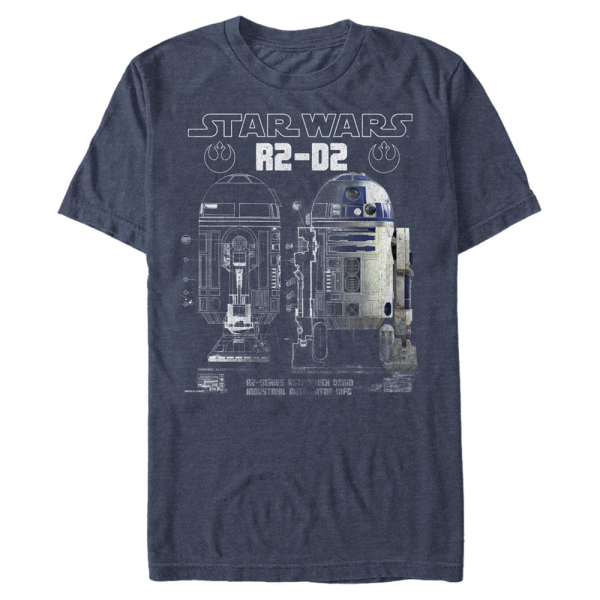 Star Wars - R2-D2 Astro Mecha - Männer T-Shirt - Marine meliert - Vorne