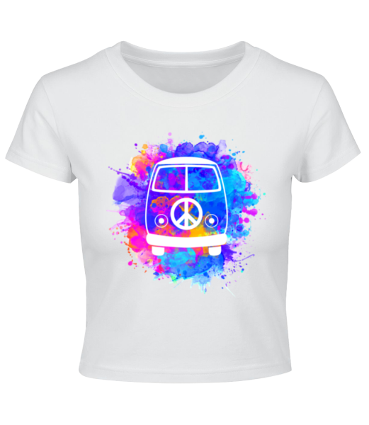 Hippie Bus - Cropped Shirt - Weiß - Vorne