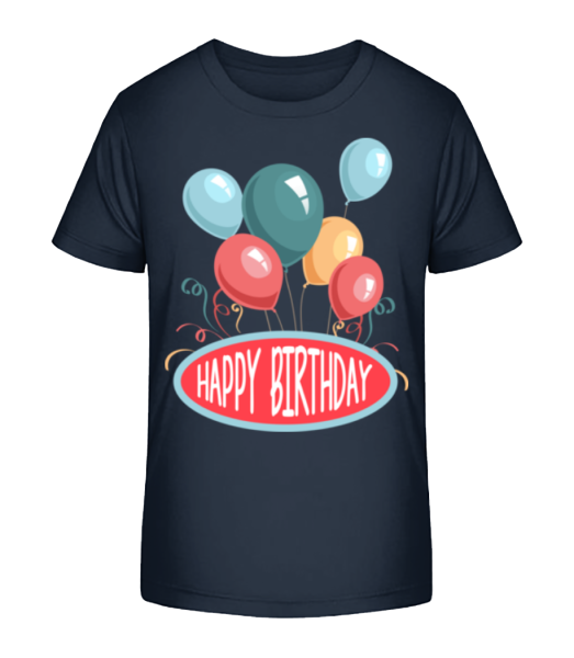 Happy Birthday Balloons - Kid's Bio T-Shirt Stanley Stella - Navy - Front