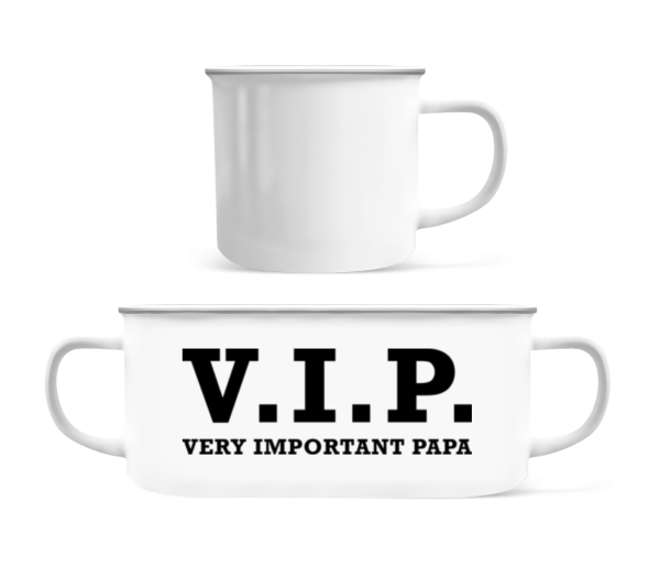 VIP PAPA - Emaille-Tasse - Weiß - Vorne