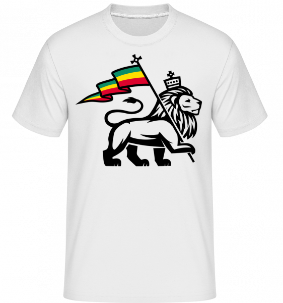 Lion Jamaican Flag -  Shirtinator Men's T-Shirt - White - Vorn