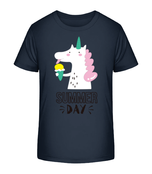 Summer Day Unicorn - Kid's Bio T-Shirt Stanley Stella - Navy - Front